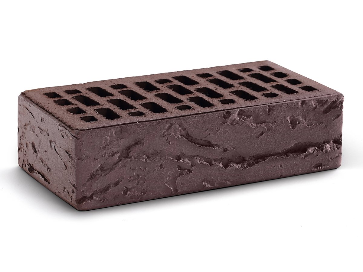 Облицовочный кирпич Кирово-Чепецк Тёмный шоколад кора дерева - 250x120x65 мм